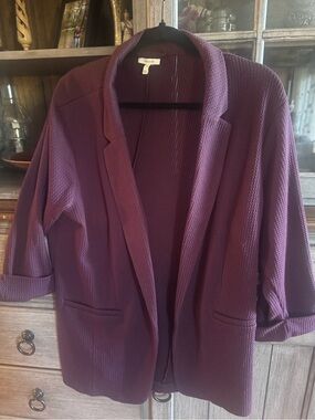 Maurices Plum Open-Front Textured Blazer